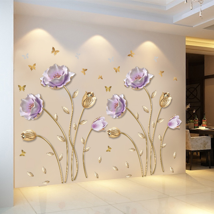 Stickers muraux fleur en relief 3d autocollants étanches_voghion.com