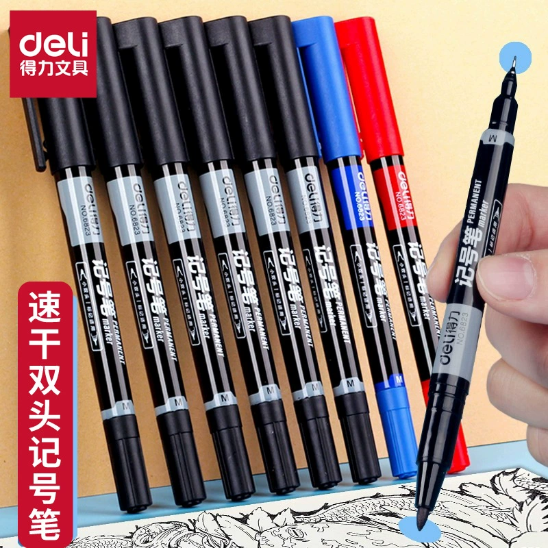 Deli 6823 Толстая масляная ручка с двойным маркером тонкая ручка Gou Line Pen CD Express Pen Mark Pen оптом