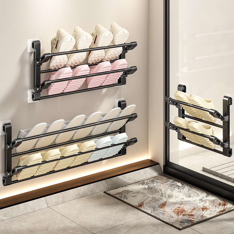 Bathroom Slipper Rack, Punch-Free Wall-Mounted Shoe Rack, Shower Room Towel Bar, Bathroom Toilet Door Slipper Rack