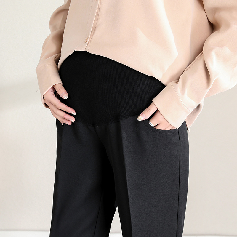 Pregnant women's pants spring, summer, autumn and winter straight suit pants work business pants formal suit suit pants plus size plus size fleece-lined 1065