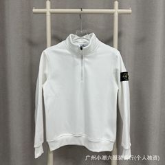 Stone石島春秋新作insコンパス腕紋章半ファスナープルオーバー純色テリー丸首ゆったりスウェット