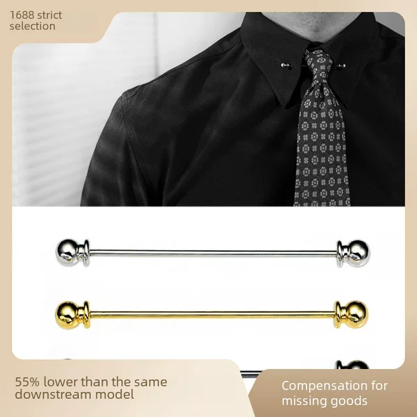 Ebay Amazon's Popular Metal Ball with Support Men's Brooch Formal Shirt Collar Pin Collar Flower One-Word Spiral Buckle