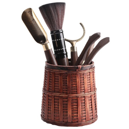 Wholesale ebony solid wood tea ceremony six gentlemen set kung fu tea set accessories tea art rattan weaving set tea clip accessories