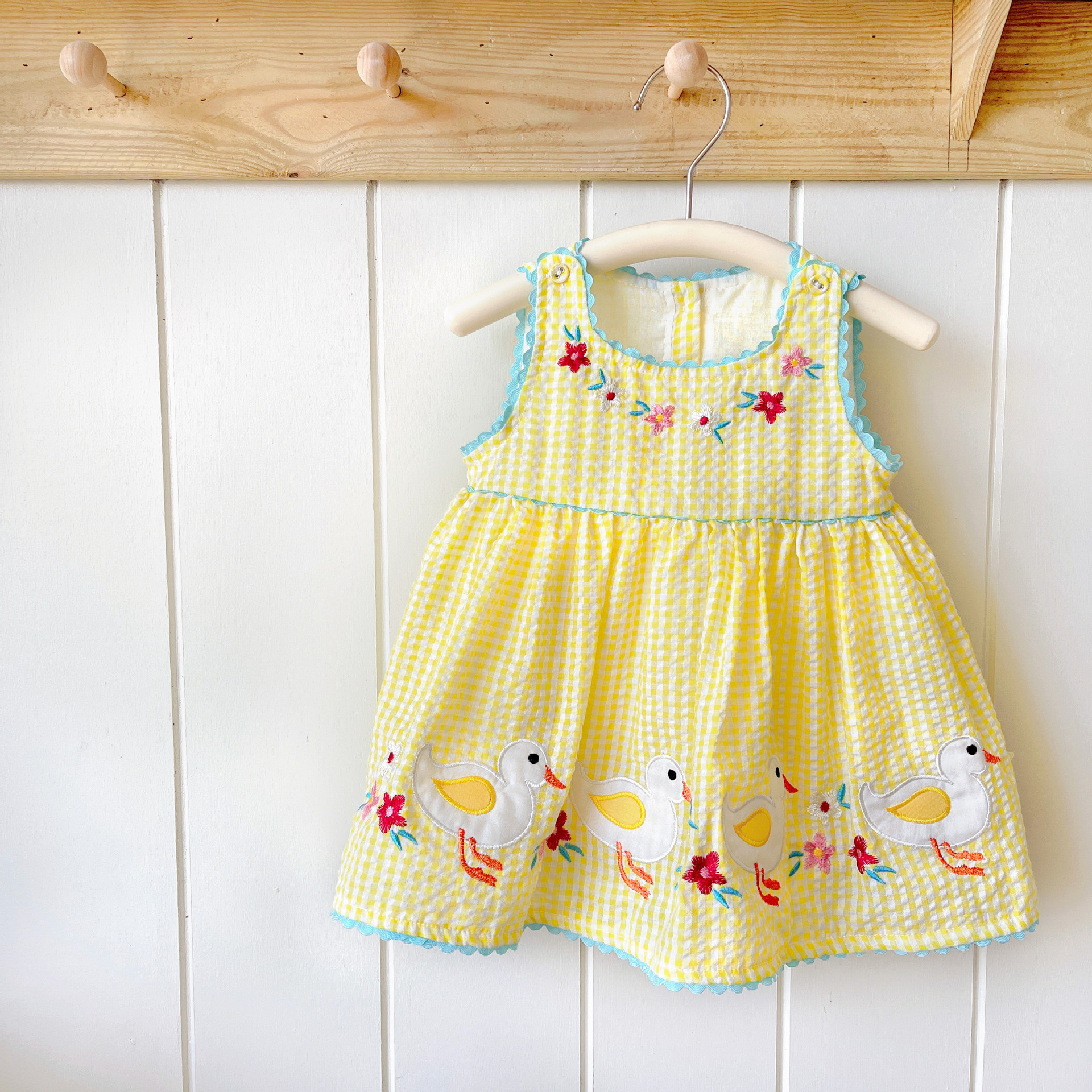 Ropa para niños de verano, falda de chaleco de patito, ropa para niños, vestido bordado de moda de niña de verano, falda de niña