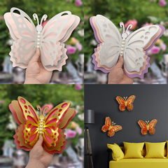 HB036跨境3D立體鏤空蝴蝶牆貼婚禮節日裝飾四層珠光紙仿真蝴蝶