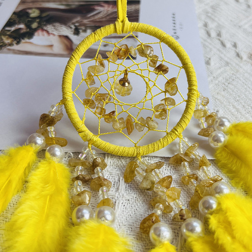 High-end crystal stone car pendants, exquisite car pendants, feather dream catchers, wind chimes, rearview mirrors, car accessories wholesale