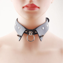 欧美新款个性朋克哥特式皮质衣领式项圈颈链简约时尚吊环锁骨项链