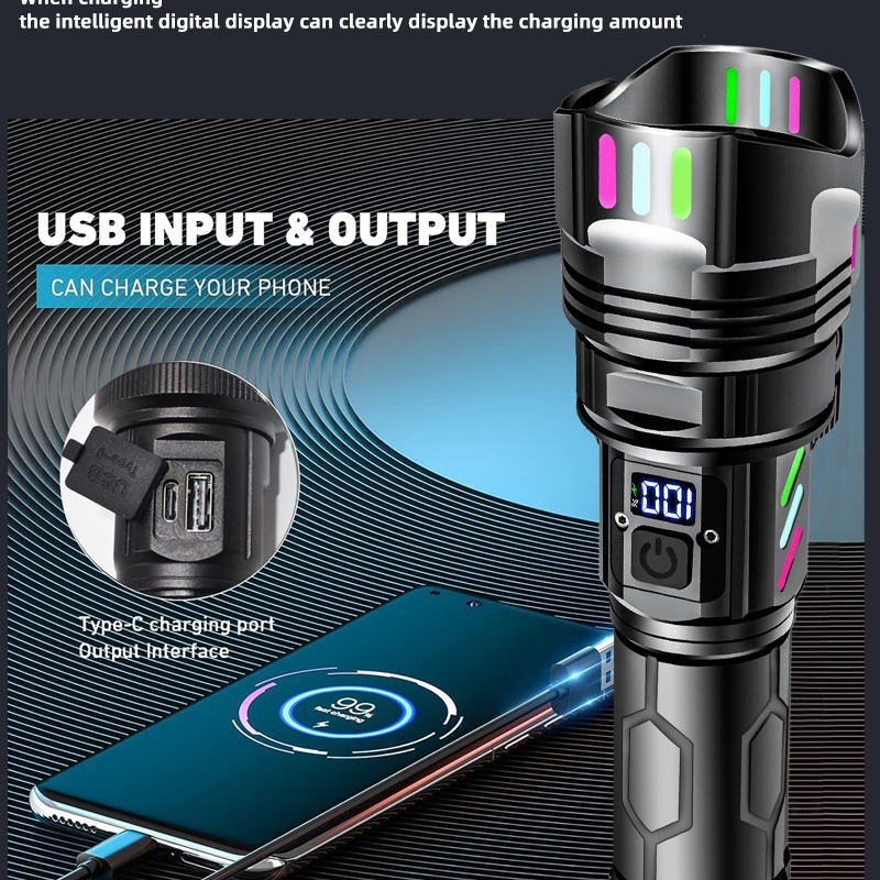 Linterna de pistola láser transfronteriza nueva Linterna táctica de carga láser blanca portátil telescópica de largo alcance súper brillante para exteriores