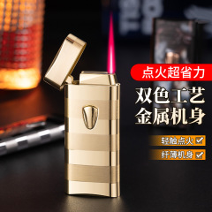 CL1806スリムダブルメッキストライプ電子誘導ライター金属防風ストレートインフレータブルギフト用ライター