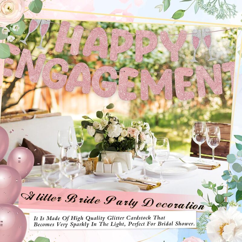 婚约ハッピープルフラッグHappy Engagementピンク婚约ハッピープルフラッグ独身パーティー装饰|undefined