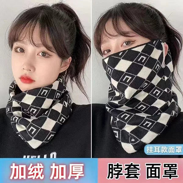 Autumn and winter cold-proof warm neck scarf ears all-match windproof mask men's hat autumn and winter wool collar fashionable
