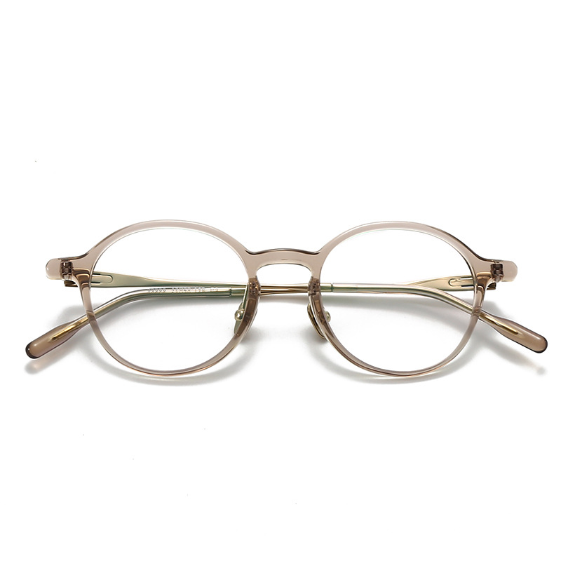 STUDIOMUKU Gafas de madera fresca Marco de gafas de diseño retro Placa Marco de gafas hecho a mano de titanio puro Marco de marco redondo