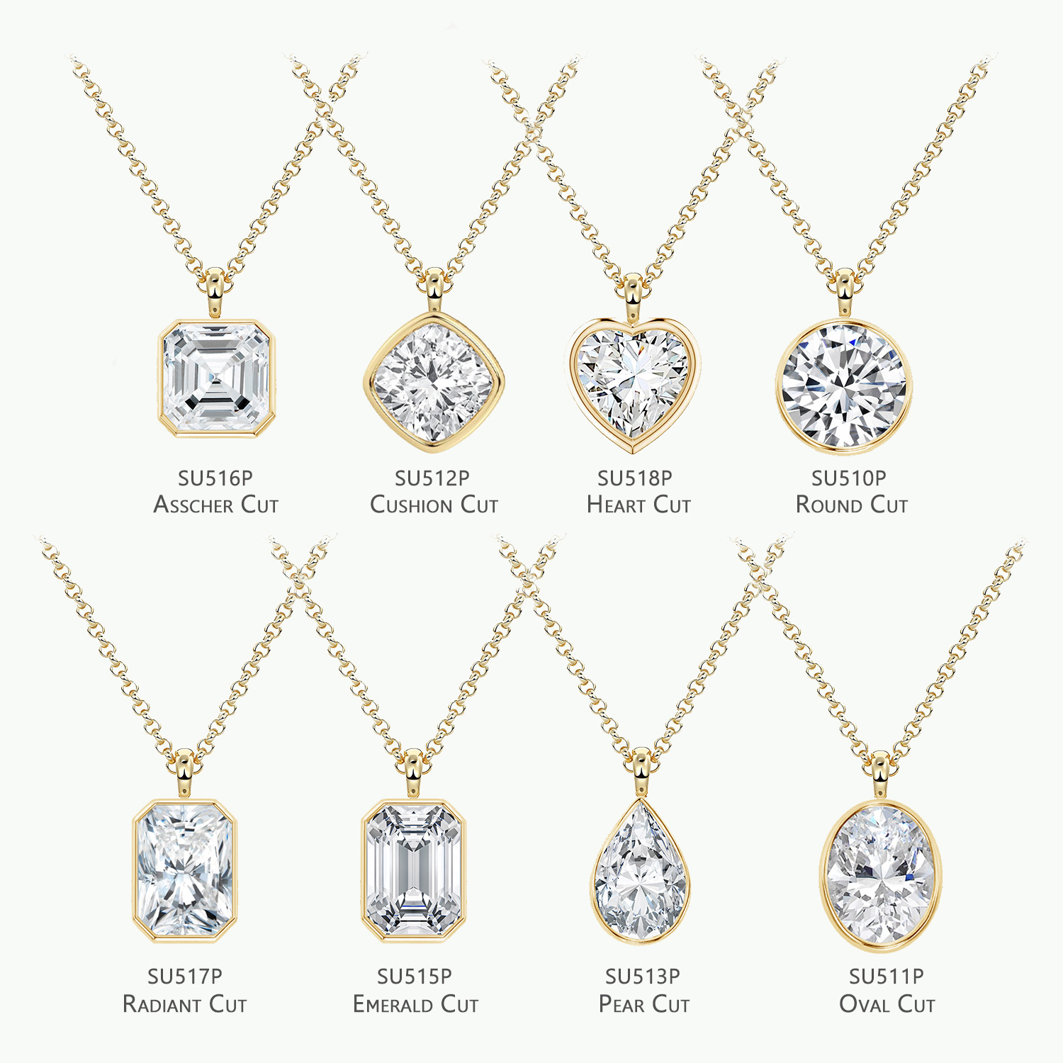 Fashionable and Luxurious 1/2/3 Carat Full-Encrusted Necklace Cross-Border S925 Silver Plated with 18K Gold Moissanite Pendant Clavicle Chain