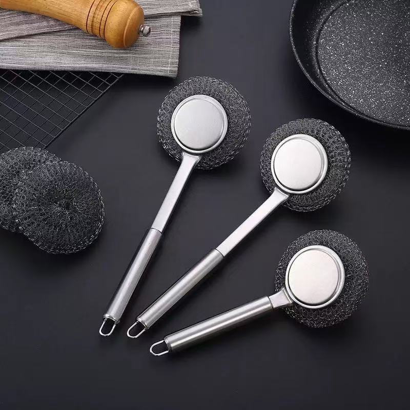 Stainless Steel Pot Brush Long Handle Brush Pot Artifact Kitchen Special Cleaning Brush Pot Bowl Steel Wire Ball Dirty Hand Brush Stainless Steel Pot Brush Long Handle Brush Pot Artifact Kitchen Special Cleaning Brush Pot Bowl Steel Wire Ball Dirty Hand Brush