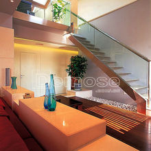 厂家供应复式楼梯 双钢板实木楼梯阁楼 别墅钢玻璃栏杆室内扶手梯