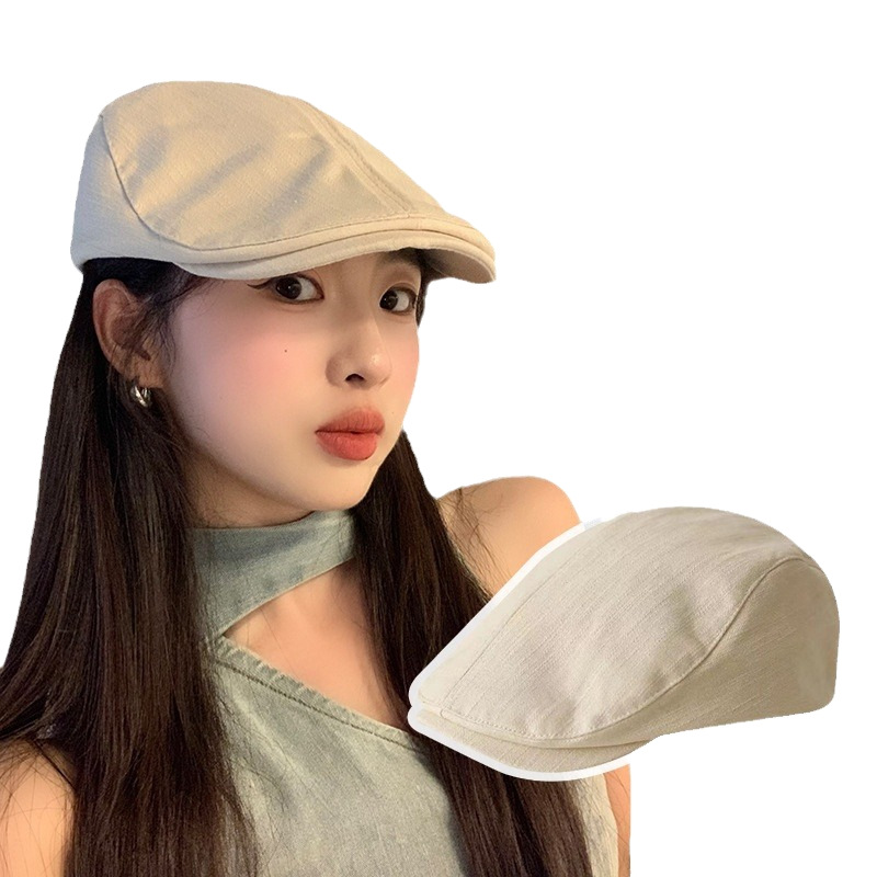 Boina inversa de primavera y otoño japonés retro color sólido rayas hacia adelante sombrero mostrando la cara pequeña pintora versátil sombrero de niño de periódico image 6