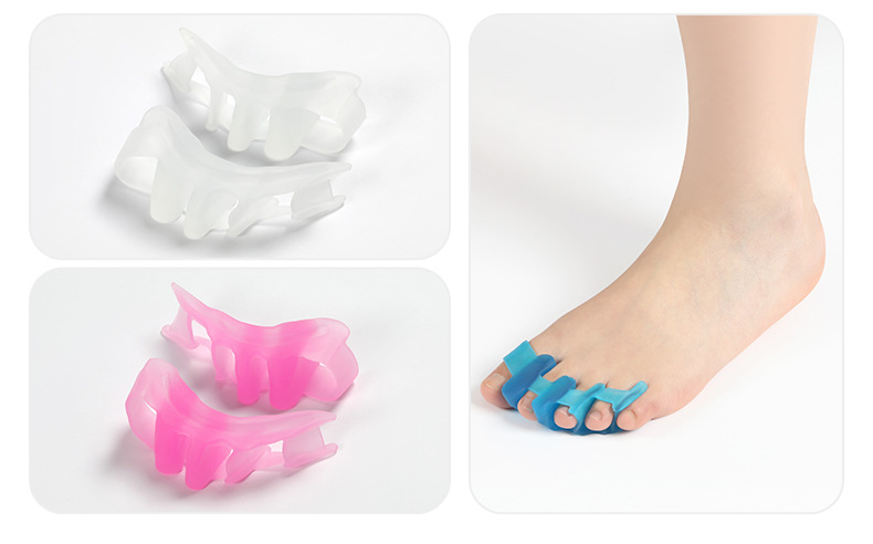 50g Weight 1 Pair Quantity Daily Occasion Silica Gel Material Solid Color Pattern Winter, Summer, Spring Season Unisex Gender Colorful Bridge Four Hole Silicone Bunion Separator Bunion Care Toe Separator