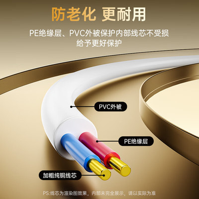 毕亚兹 2芯纯铜电话线 RJ11工程家装语音电话线 适用座机连接线|ms