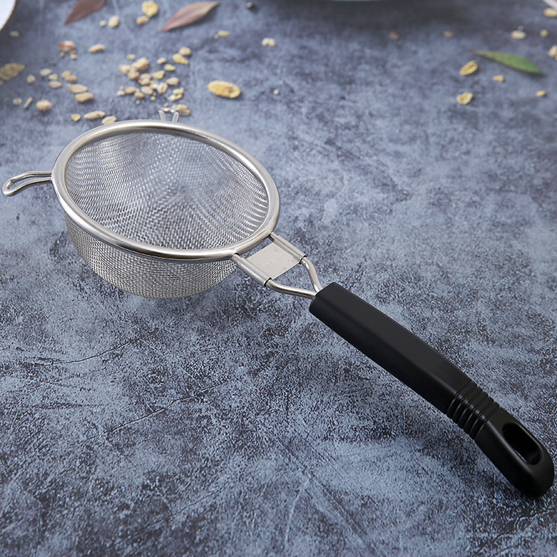 Stainless steel colander filter round edge double handle skimmer deep-frying scoop household kitchen utensil noodle draining ladle baking and soy milk strainer