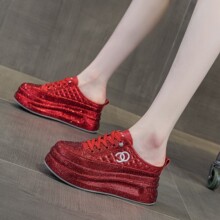 真皮烫钻7CM增高聚氨酯底小白鞋女春夏女鞋休闲百搭板鞋qgz825-12