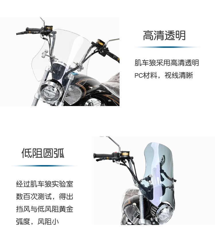 Muscle car Wolf suitable for Zongshen Youmi YOMI windshield windshield modification front windshield tempered glue special for smashing resistance