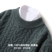 100%纯羊毛衫男士半高领加厚套头纯色毛衣宽松休闲针织打底羊绒衫