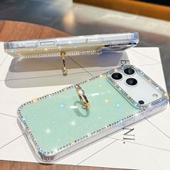 星星透明闪粉适用 iPhone17Air手机壳苹果16指环支架15镶钻防摔套