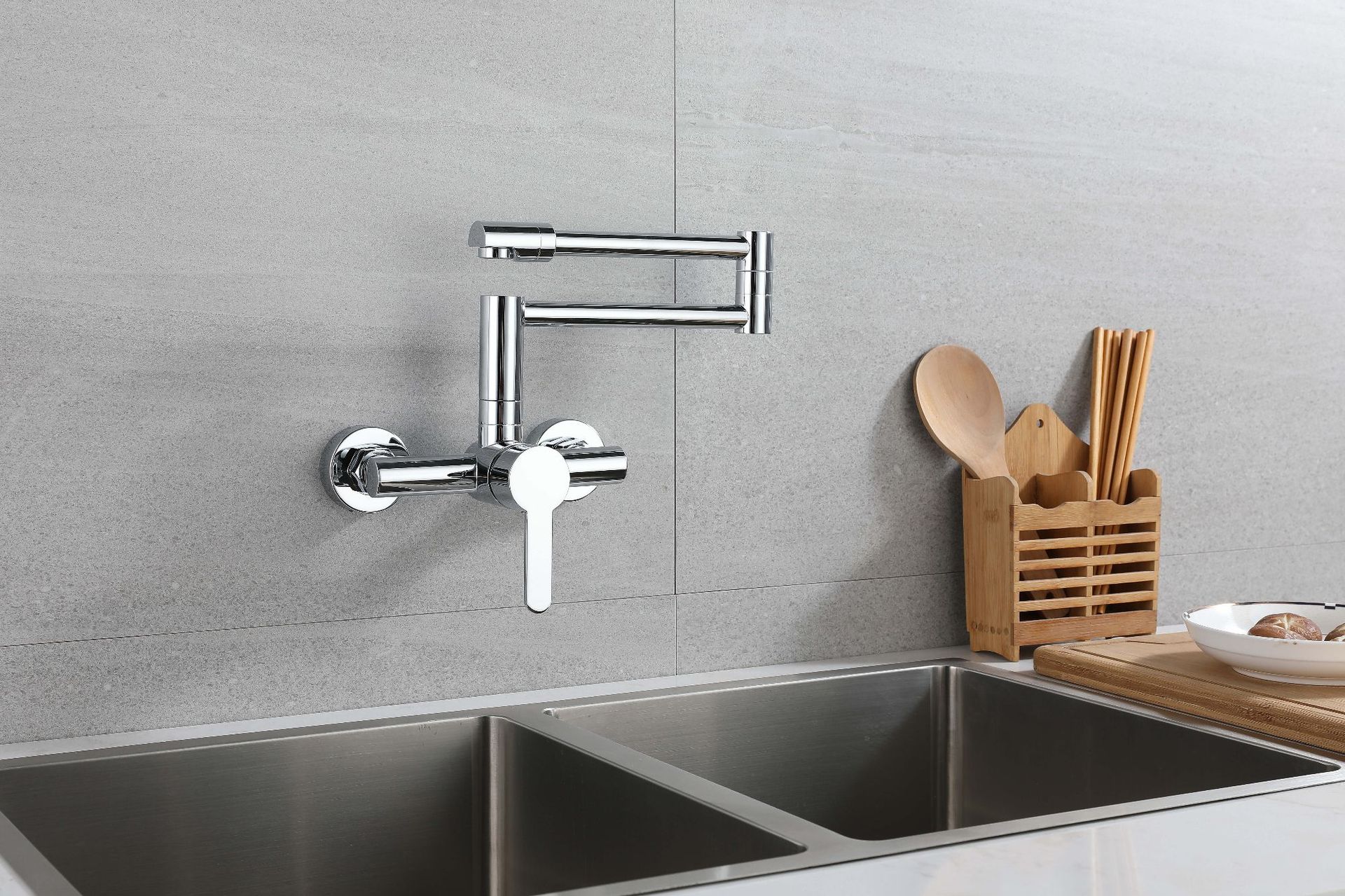 Brass built-in faucet, cold and hot water, bathroom basin, balcony, kitchen electroplated sink, universal folding details Picture