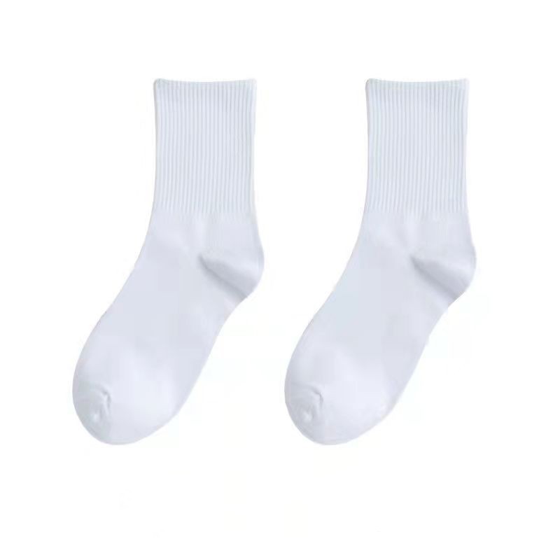 Chaussettes longues de couleur unie pour étudiants et étudiantes, chaussettes de sport mi-tubes, style universitaire, chaussettes longues en filet simples et polyvalentes pour célébrités_voghion.com