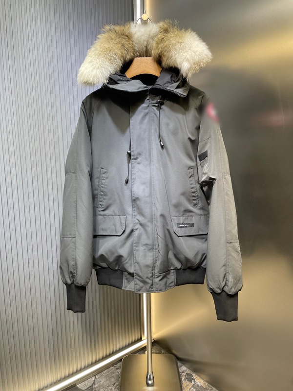 毒家正确版NFC芯片鹅家01款狼毛领飞行员夹克短款羽绒服男女同款|undefined