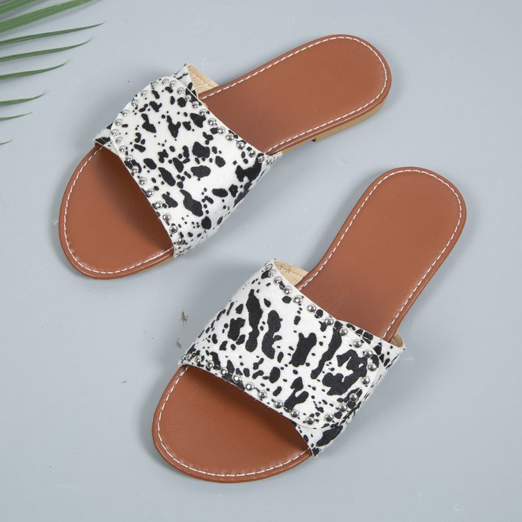 Women's Casual Cow Pattern Leopard Round Toe Slides Slippers display picture 36