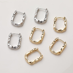 14K 電気メッキリアルゴールド色保持 U 字型イヤリング凹凸イヤリングイヤリング diy シンプルな手作り素材アクセサリー
