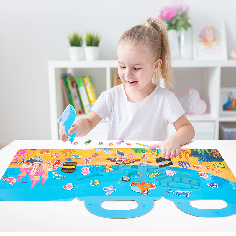 Nuevos juguetes educativos de educación temprana para niños con clip de libro de rompecabezas magnético plegable avanzado tres-en-uno para niños