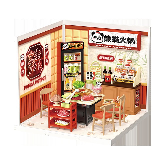 Ruo Lai Rolife Super World Hot Pot Restaurant Diy House Puzzle Block Puzzle Model House Juguetes