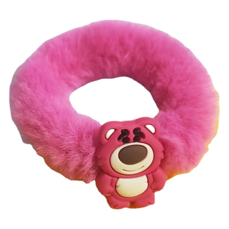 2023 fresa oso felpa cuerda de pelo otoño e invierno de dibujos animados no duele el pelo de alta elasticidad Cola de Caballo anillo de pelo cuerda de pelo accesorios para el cabello para las mujeres