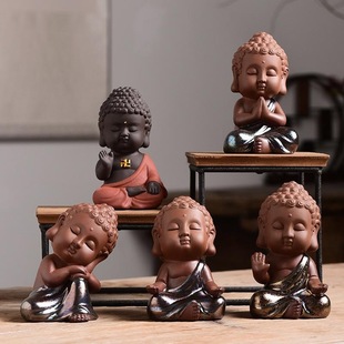 Purple Sand Buddha Tea Pet Buddha Ornaments Boutique Can Raising Zen Small Tathagata Play Tea Ceremony Tea Table Tea Set Accessories Color Sand Mini
