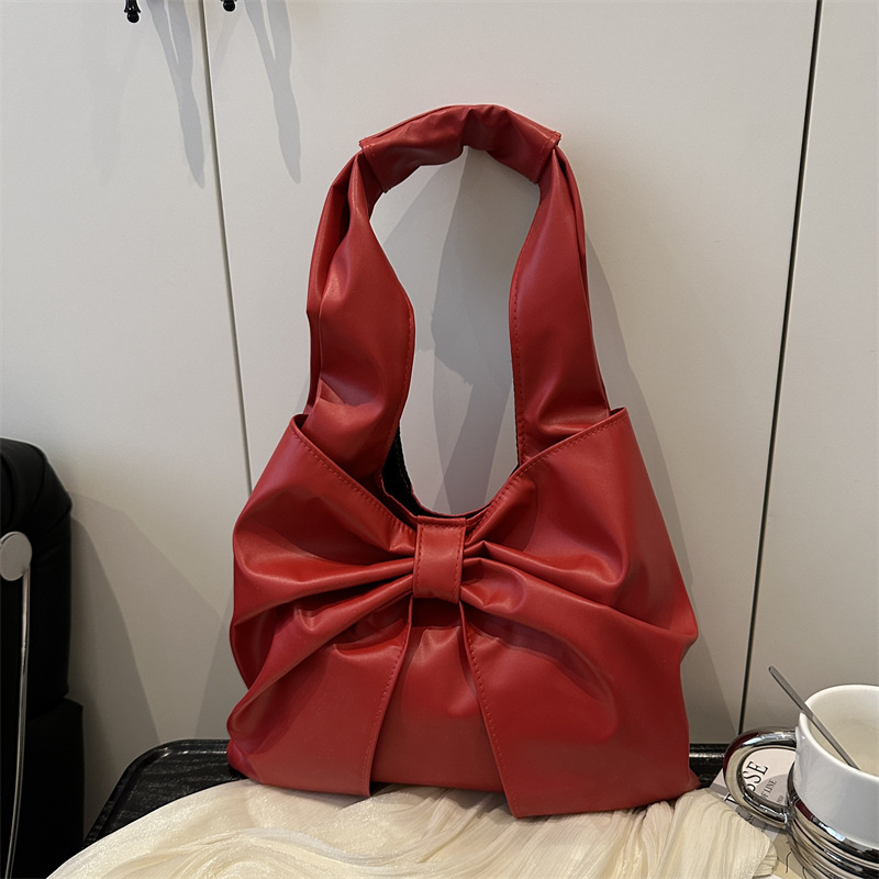 韩版休闲腋下包包女包2025夏季新款简约蝴蝶结托特包简约单肩包|undefined