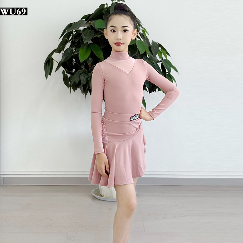 W69少儿拉丁舞服2025秋冬新款高级女童舞蹈服练功训练表演服套装