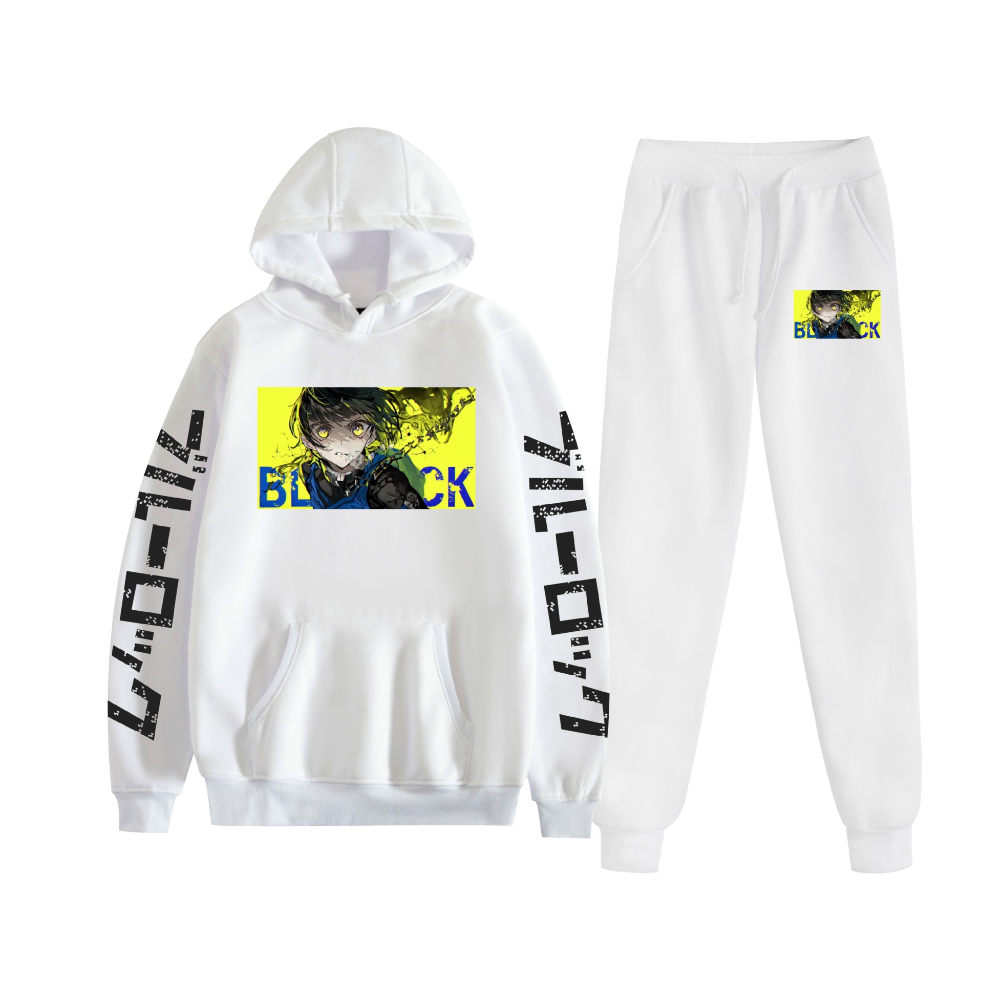 Cross-border BLUE LOCK prisión azul nuevo anime más terciopelo suelto traje de suéter con capucha para hombres y mujeres