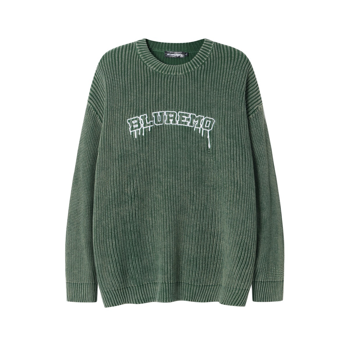 Vêtements pour hommes Automne et hiver haute rue rétro délavé à l'eau lettre broderie rue dynamitage à la mode tout match pull tricoté à col rond_voghion.com