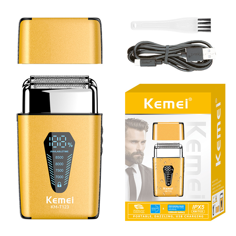 Komei recíproca afeitadora KM-T123 afeitadora eléctrica de alta gama para hombres afeitadora digital compacta y portátil
