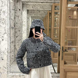 2025冬季新款Mon南油工厂法式气质简约小香风花呢拼接轻薄羽绒服