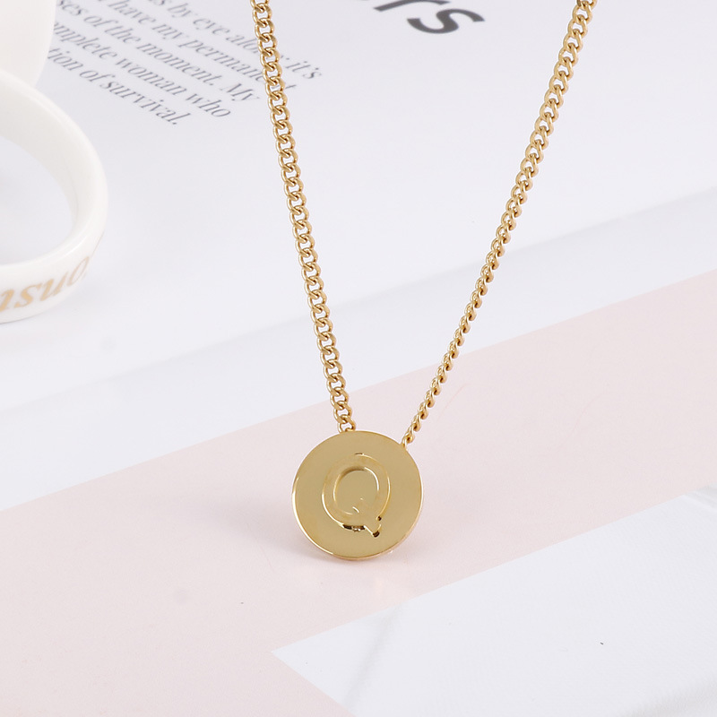 304 Stainless Steel Pendant Material Pendant Necklace Classification PVD Coated 18K Gold Plated Letter Titanium Steel Simple Style Waterproof Non Tarnish Titanium Steel Pendant Necklace