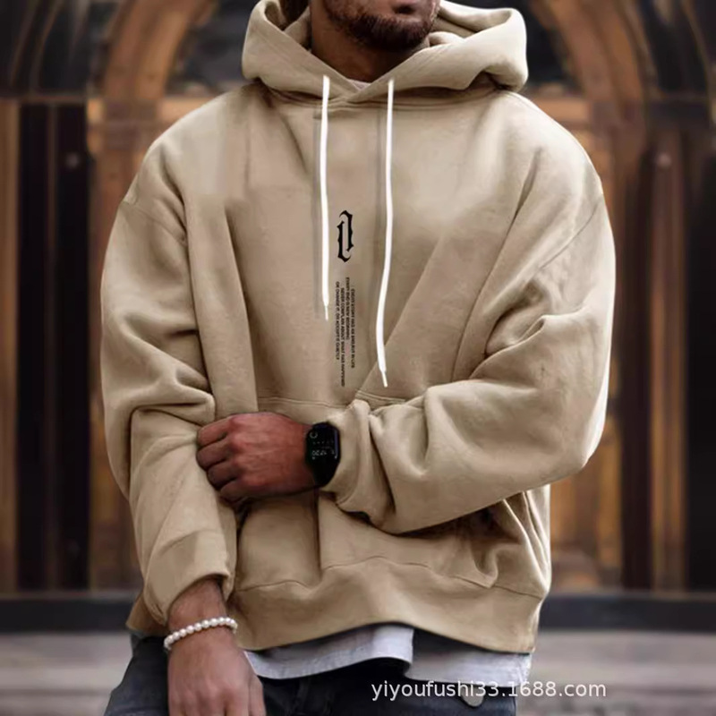 2023 Cross-Border Autumn and Winter New Foreign Trade Men's Pullover Printed Hooded Sweatshirt European and American Fashion Style Loose Fit 2023 Cross-Border Autumn and Winter New Foreign Trade Men's Pullover Printed Hooded Sweatshirt European and American Fashion Style Loose Fit
