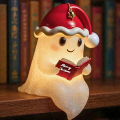 Christmas Hat Cute Ghost Reading Book Lamp  可爱圣诞鬼读书灯