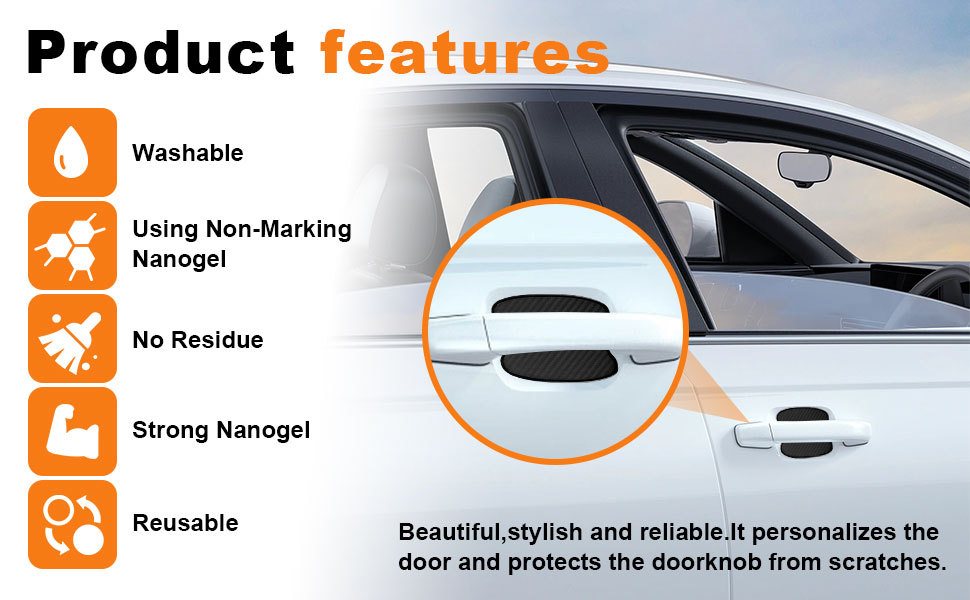 Amazon's Best-Selling Universal Car Magnetic Door Handle Carbon Fiber 4Pcs Car Anti-Scratch Protective Film
