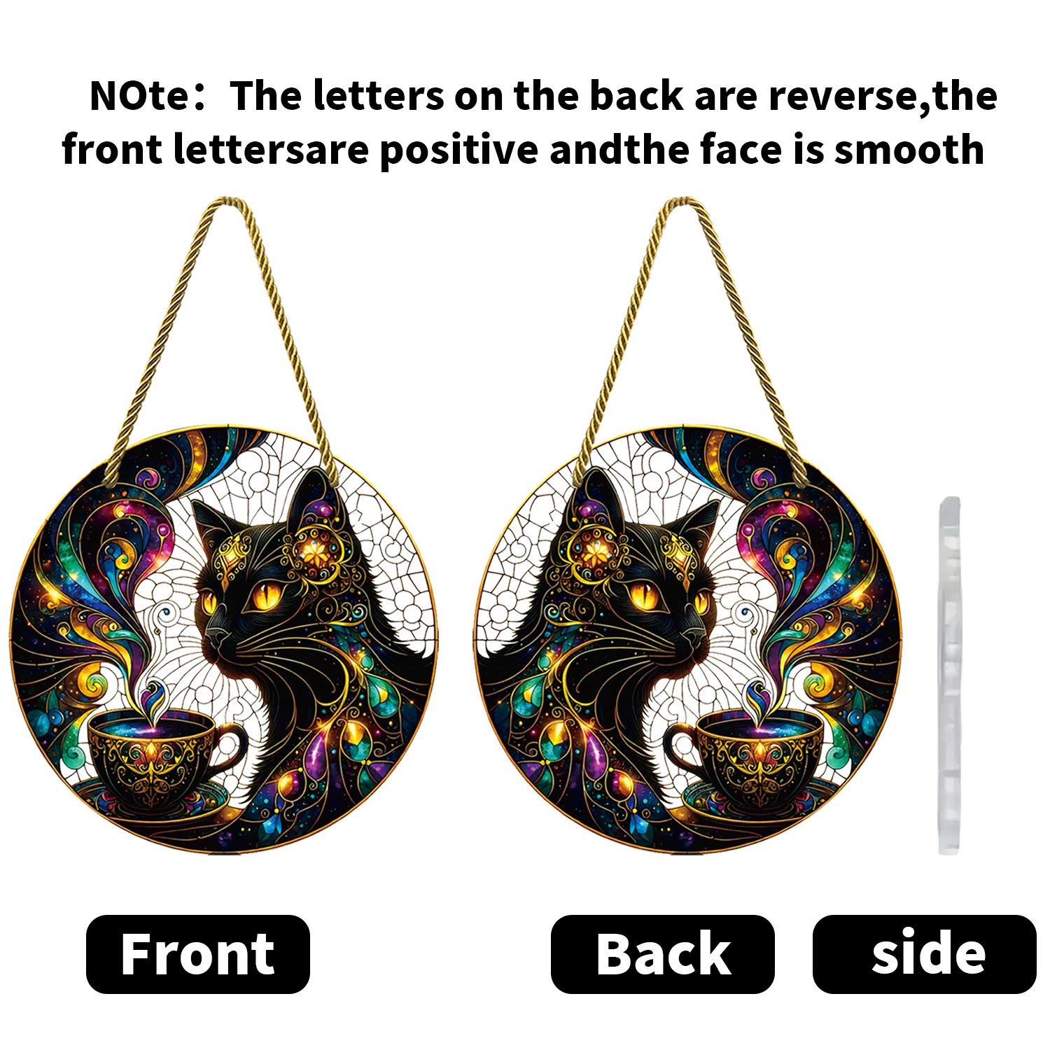 70g Weight pendant Home Textiles & Decor Type 1 Piece Quantity Indoor, Daily Occasion Acrylic Material Halloween Festival Moon, Cat Pattern Cute Style Handmade Craft Halloween Cute Moon Cat Acrylic Pendant 4