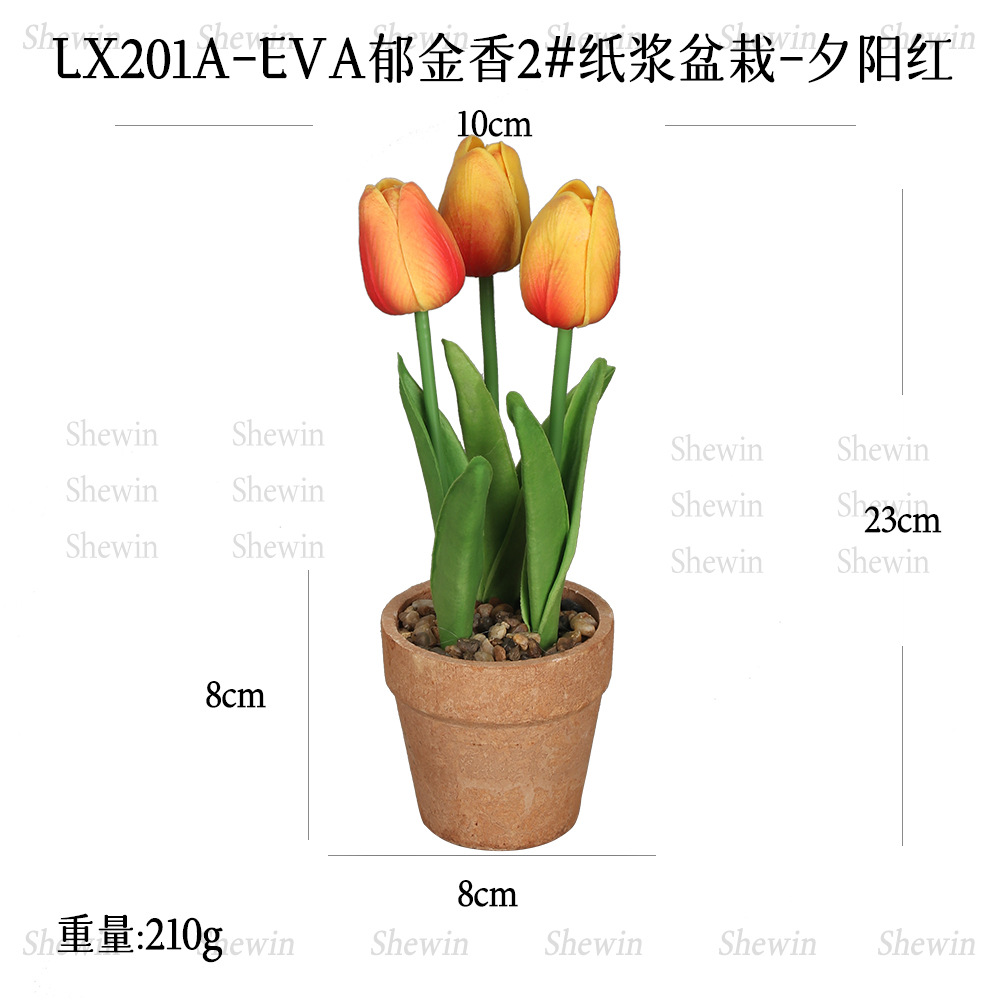 Venta caliente Eva espuma pulpa de tulipanes macetas flores de simulación Pu mini tulipanes decoración de escritorio doméstico bonsái