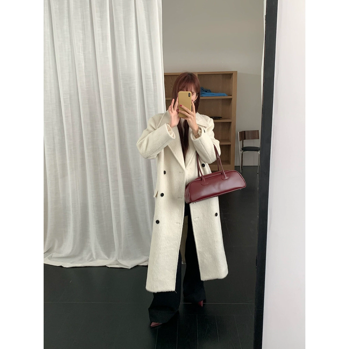 Yi En Oinbyin Корейская линия носит толстые шерстяные пальто