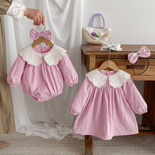 25 New Autum Baby Clothes for Baby Girls, Outer Wear, Rompers, Girls' Long-Sleeved Dress, Sister Wear